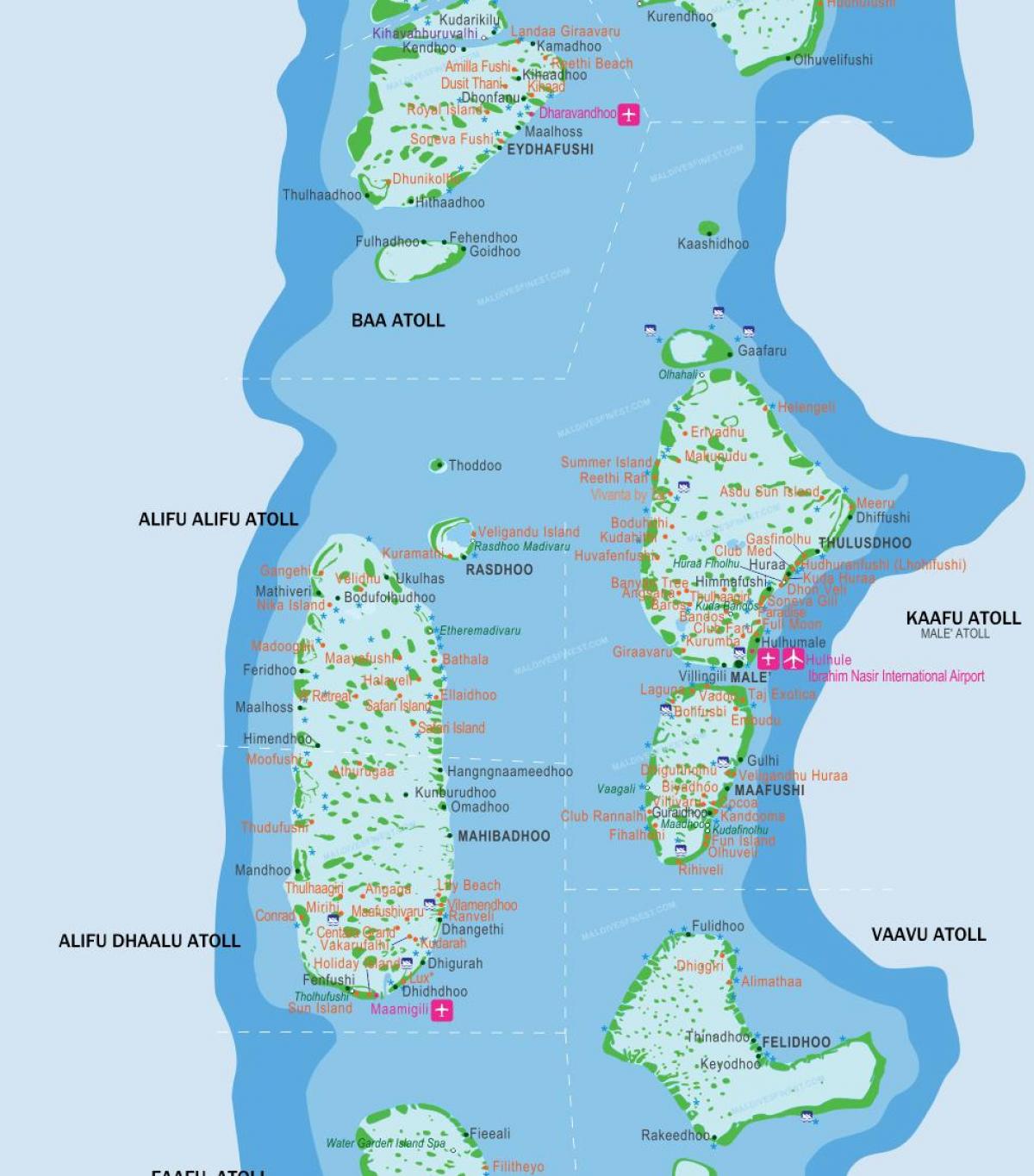 maldives aireportuak mapa